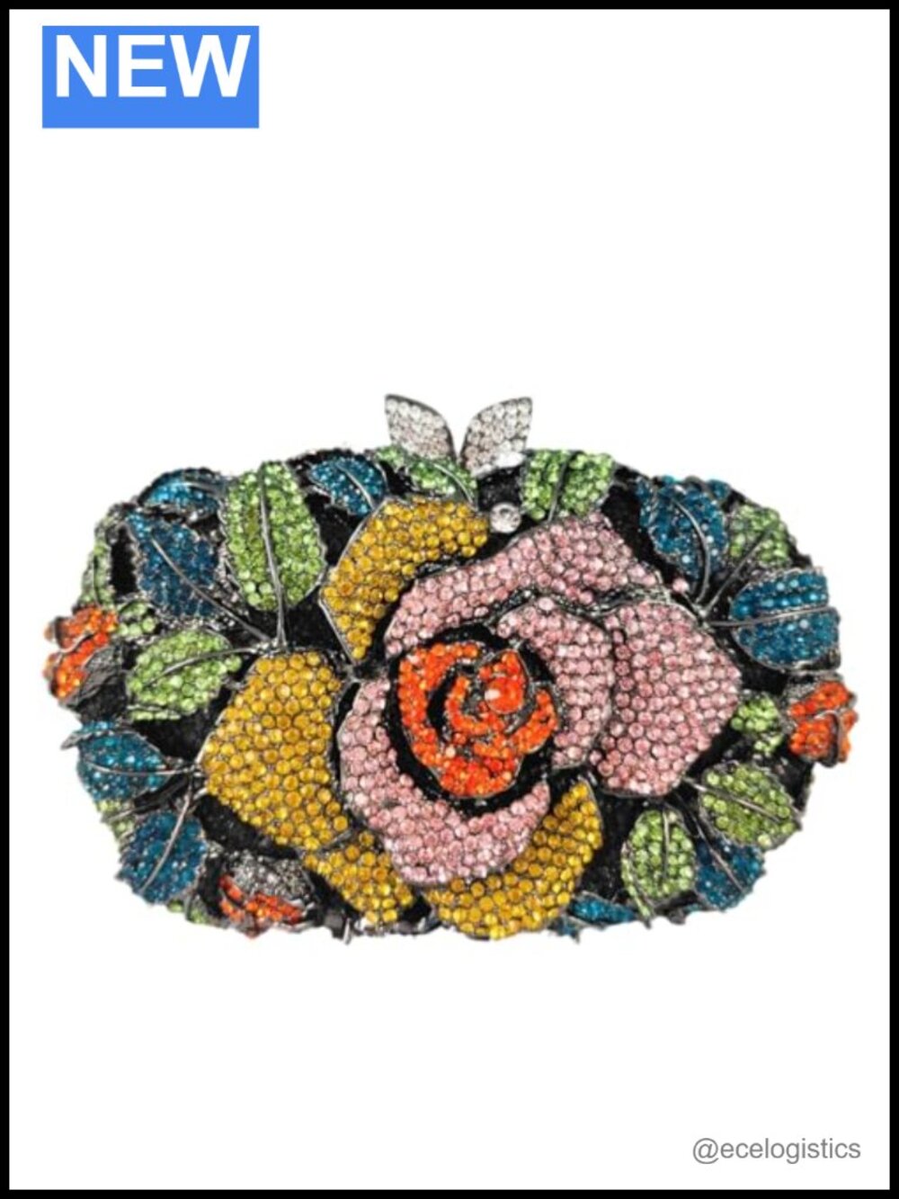 Crystal Flower Evening Bag Rhinestone Clutch Purse Wedding Prom Party Mini